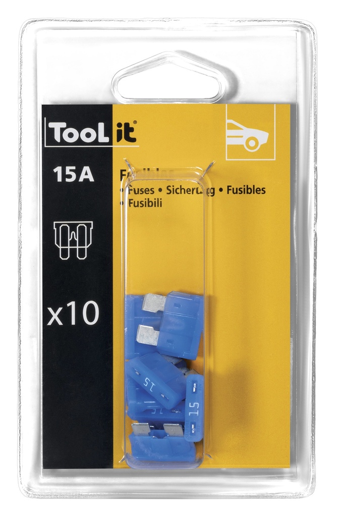 Fuse kit 10 × 15 A, blade, for chargers (054493, GYS)