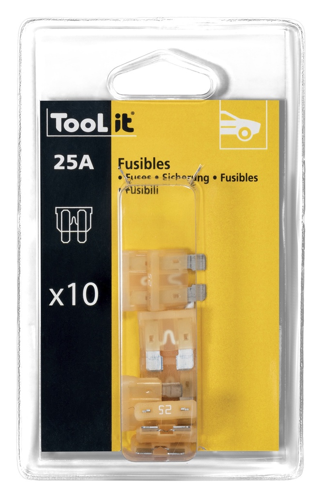 Fuse kit 10 × 25 A, blade, for chargers (054516, GYS)