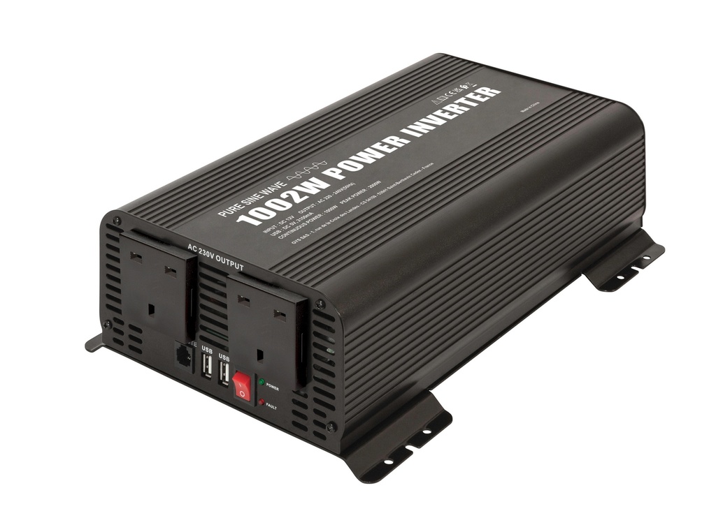 Įtampos keitiklis PSW 1002W - 12V - su nuotolinio valdymo ekranu - UK (067363, GYS)