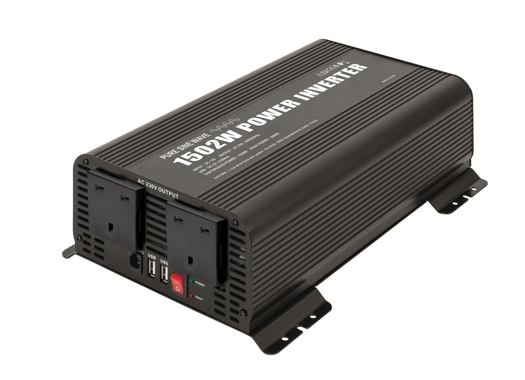 POWER INVERTER PSW 1502W - 12V - REMOTE CONTROL DISPLAY - UK (067387, GYS)