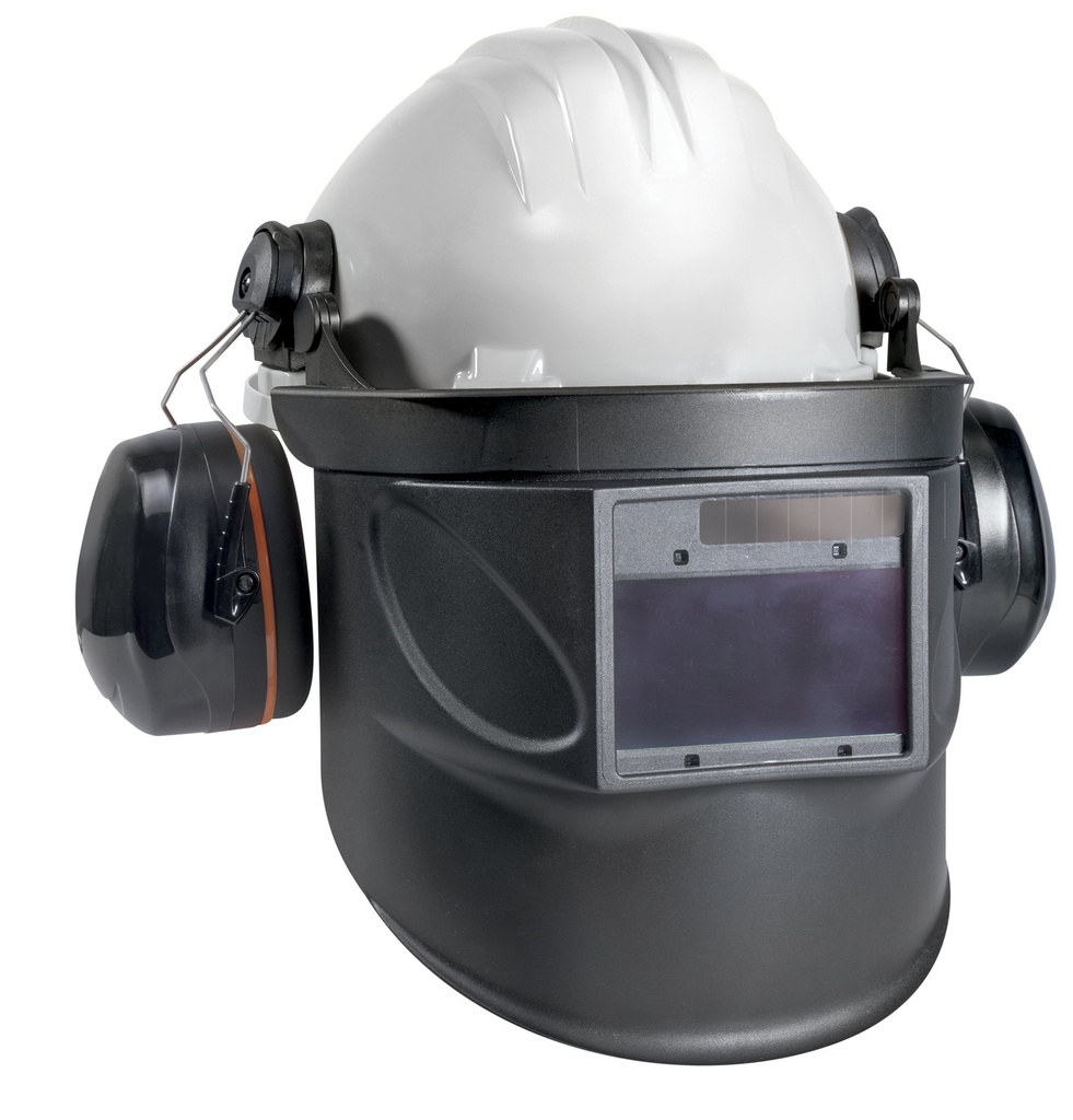 HARD HAT WITH HEARING & VISION PROTECTION SHADE 5-8/9-13 (080607, GYS)