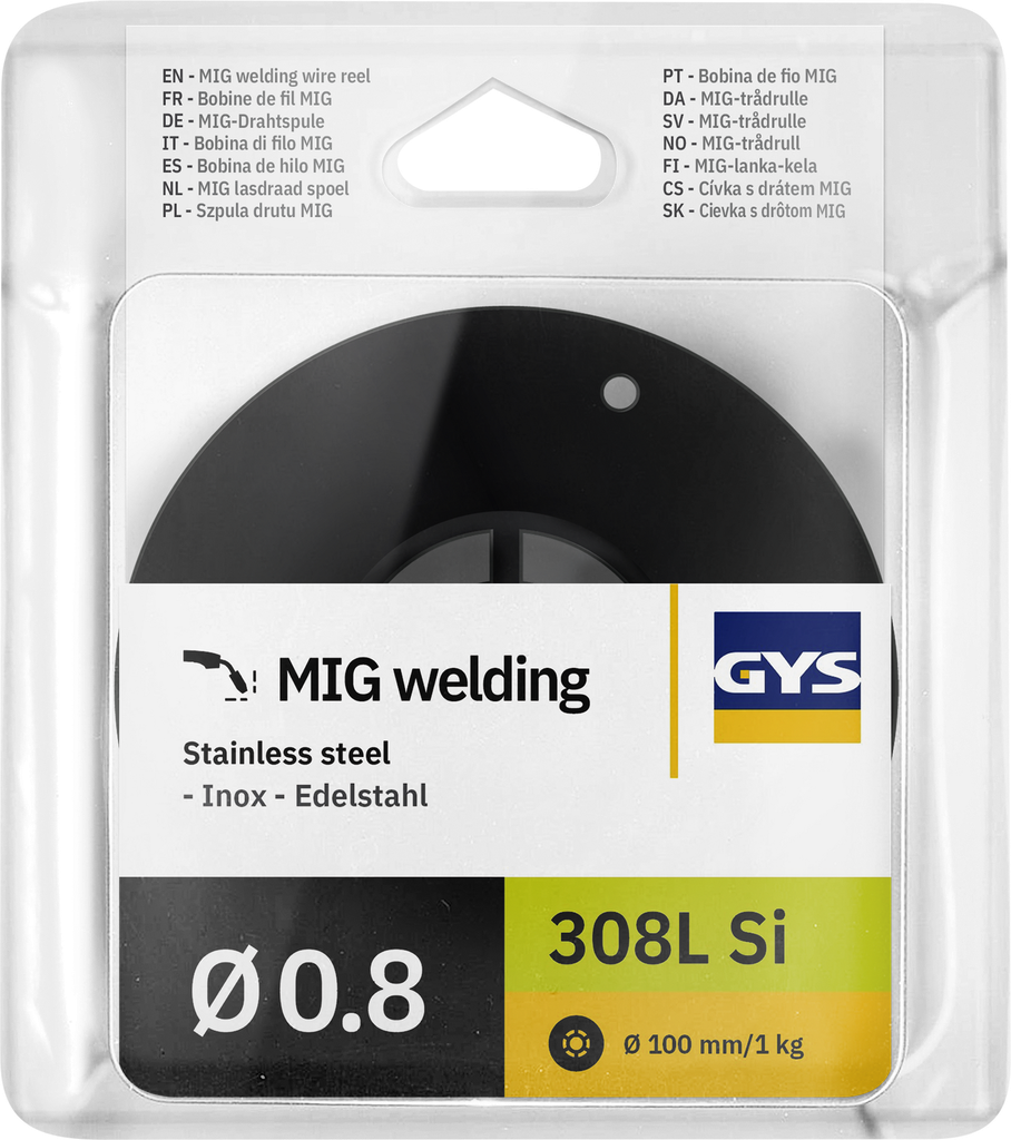 MAG wire reel, stainless steel Ø0.8 - 1 kg D100 - ER308LSi / G 19 9 L Si (086616, GYS)