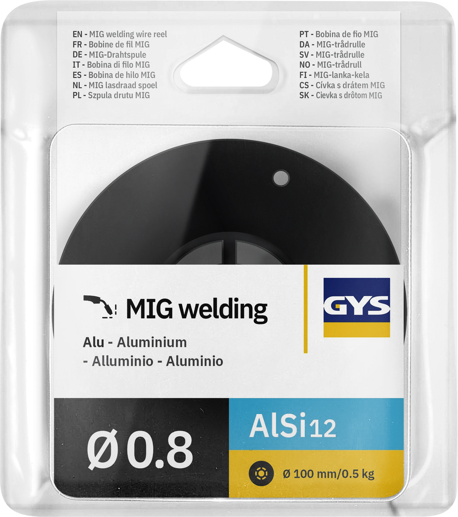 MIG stieples spole, AlSi12 Ø0,8 - 0,5 kg D100 - ER4047 / S Al 4047 (086678, GYS)
