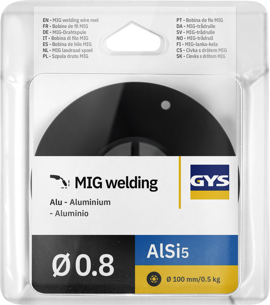 MIG viela ritė, AlSi5 Ø0,8 - 0,5 kg D100 - ER4043 / S Al 4043A (086685, GYS)