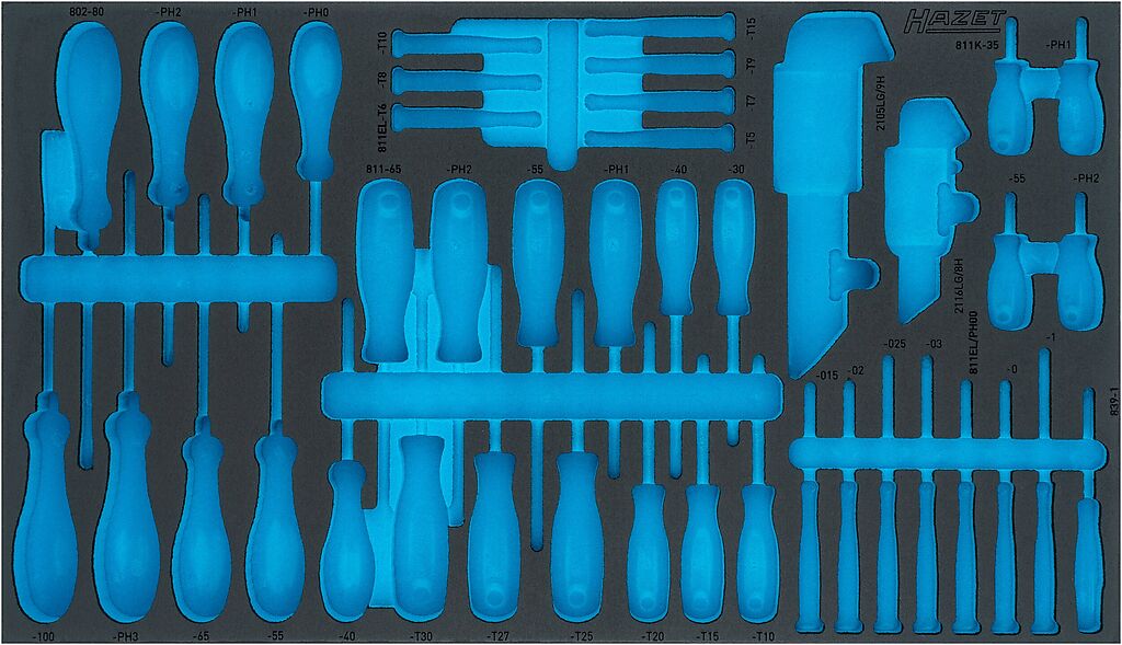 Divkomponentu putu ieliktnis instrumentiem 693×400×35 mm (163-480LN, HAZET)