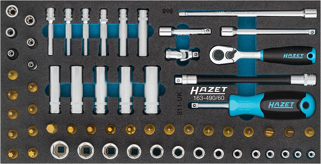 Socket set, 60 pcs, 1/4 in. (163-490/60, HAZET)
