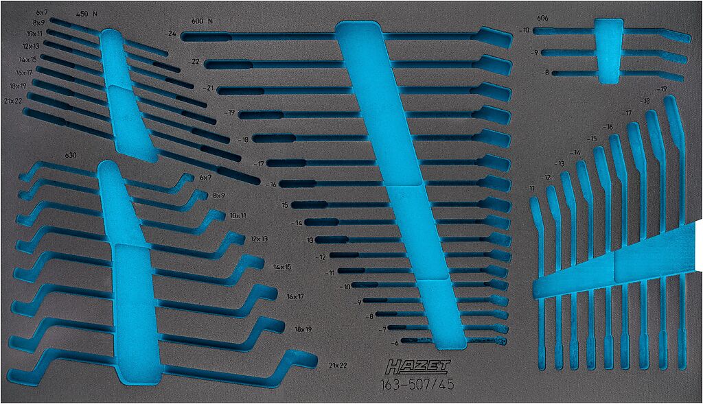 Divkomponentu putu ieliktnis instrumentiem 700×400×36 mm (163-507L, HAZET)