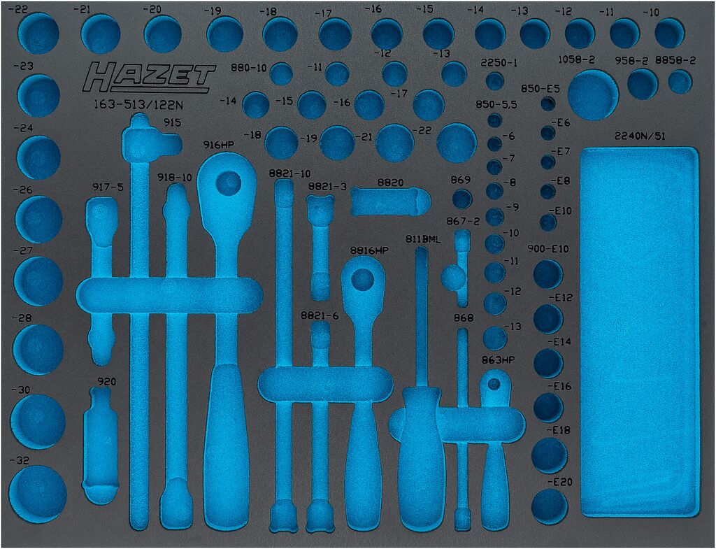 Two-component foam tool insert 520×398×35 mm (163-513LN, HAZET)