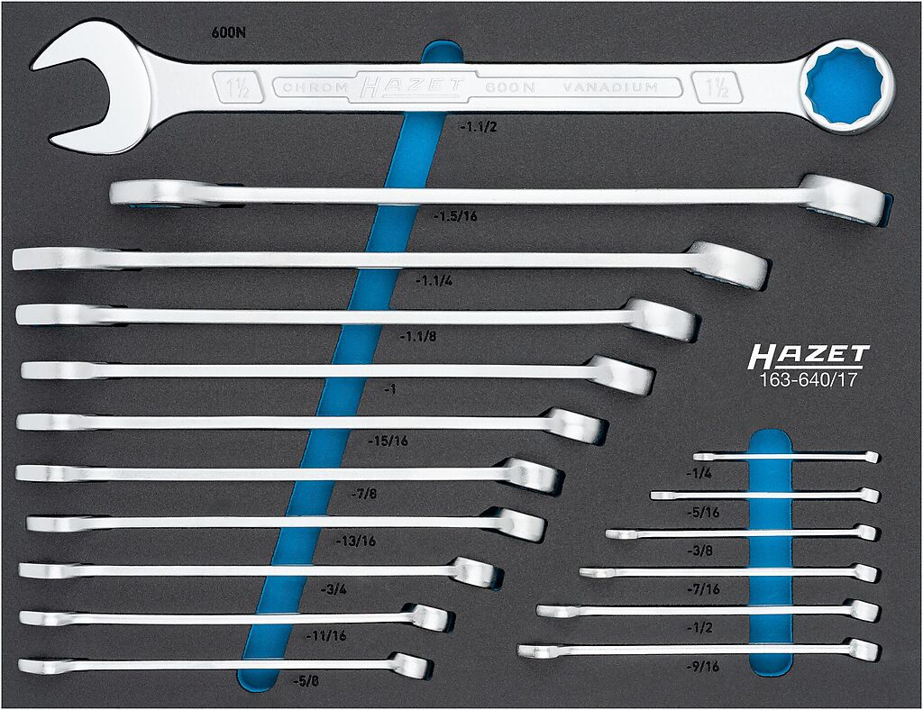 Wrench set, 17-piece (163-640/17, HAZET)