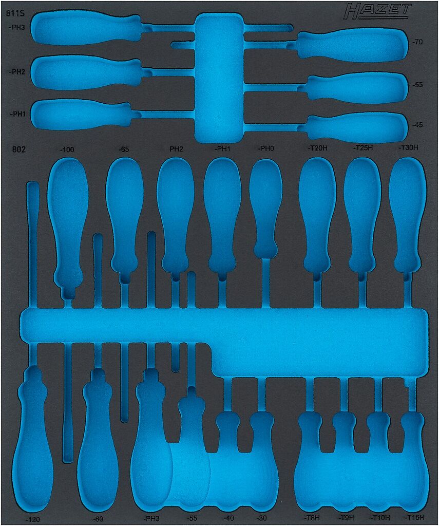 Divkomponentu putu ieliktnis instrumentiem 522×438×35 mm (163D-7LN, HAZET)
