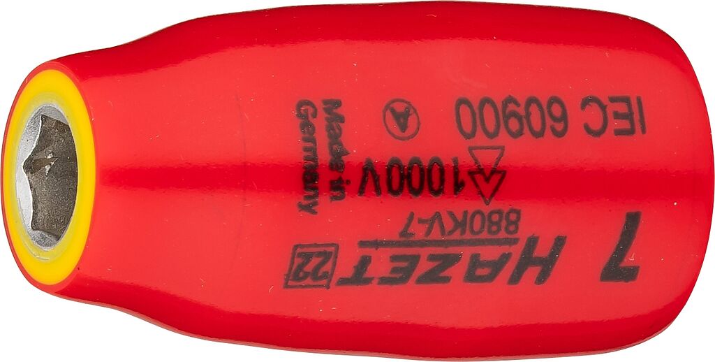 Sešstūra muciņa, izolēta 1000 V, 7 mm, 3/8 collas (880KV-7, HAZET)