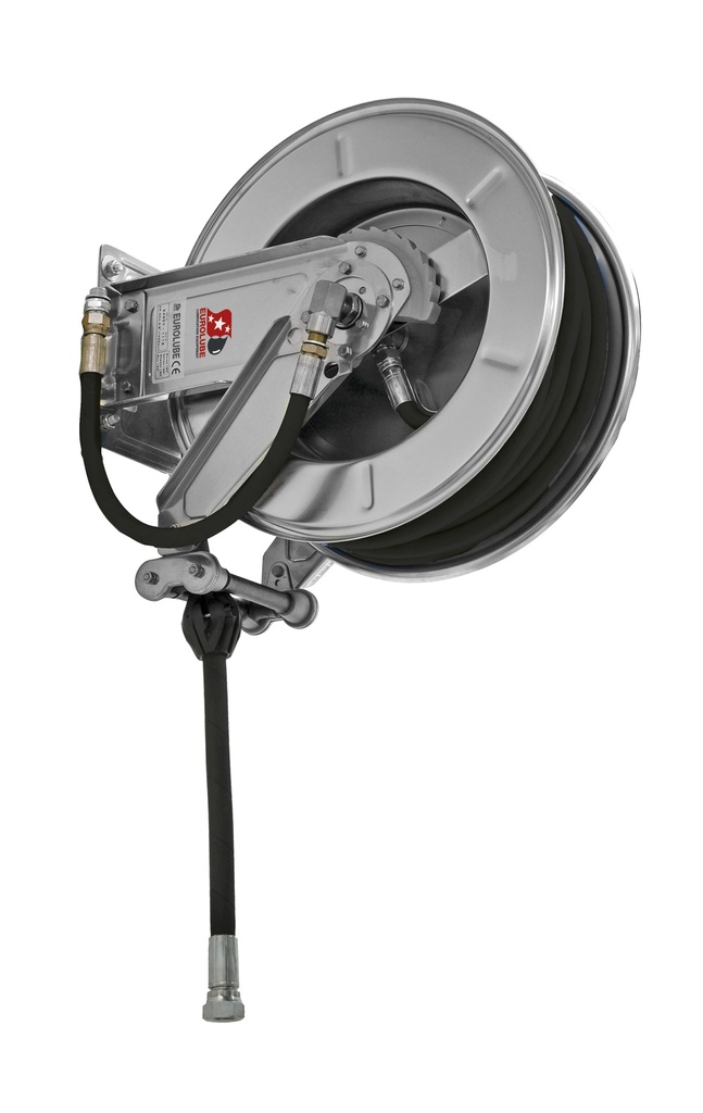 Hose Reel TC20 Windshield Wash / Degreaser 15M 1/2" Stainless Steel (37905, EUROLUBE)
