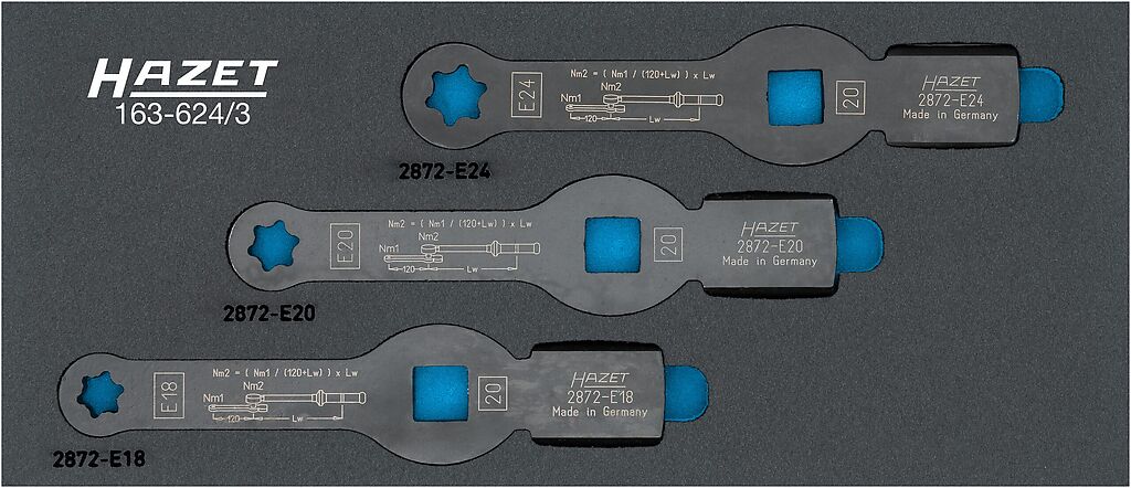 Box-end wrench - striking face pattern set, L x W: 392 mm x 172 mm, 3-pieces 163-624/3, HAZET