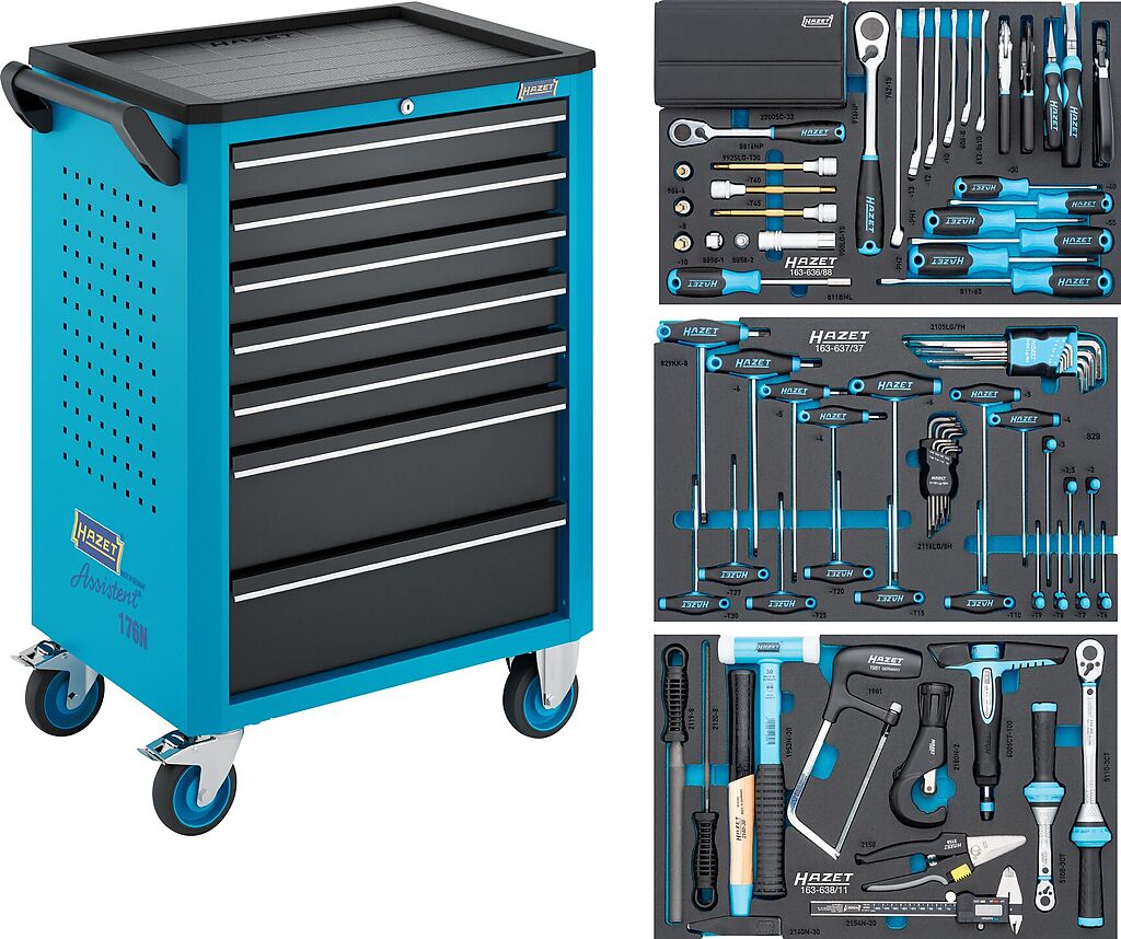 Instrumentu ratiņi Assistent ar instrumentu komplektu (176N-7/136, HAZET)