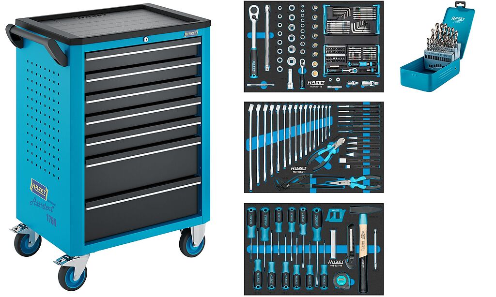Tool trolley Assistent 176N-7 with 187-piece tool assortment (176N-7/187, HAZET)