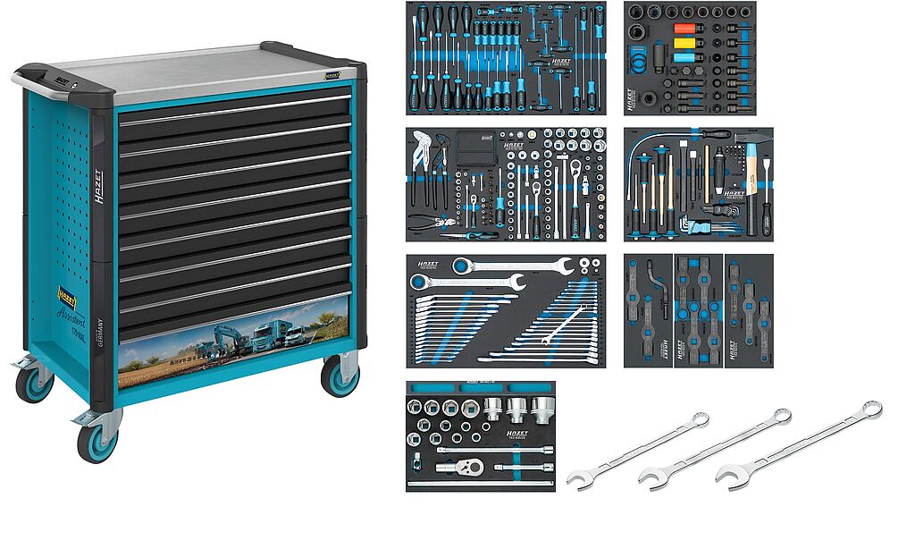 Instrumentu ratiņi Assistent 179NXL ar 388 daļu instrumentu komplektu (179NXL-8/388, HAZET)