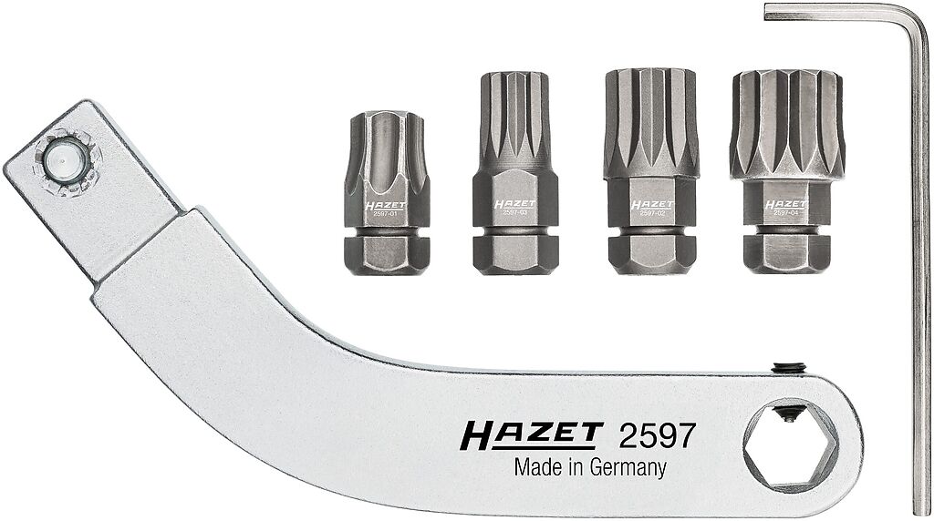 Door hinge insert tool, curved bit holder, set 2597-2/5, HAZET