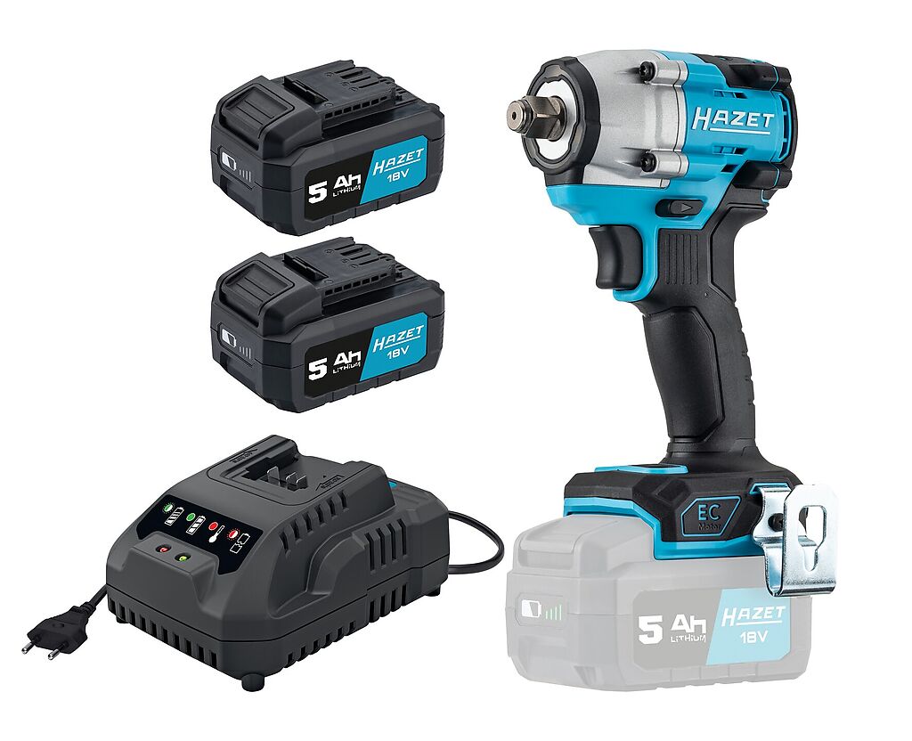 Cordless impact wrench, L x W x H: 125 mm x 78 mm x 208 mm, 4-pieces 9512-600/4, HAZET