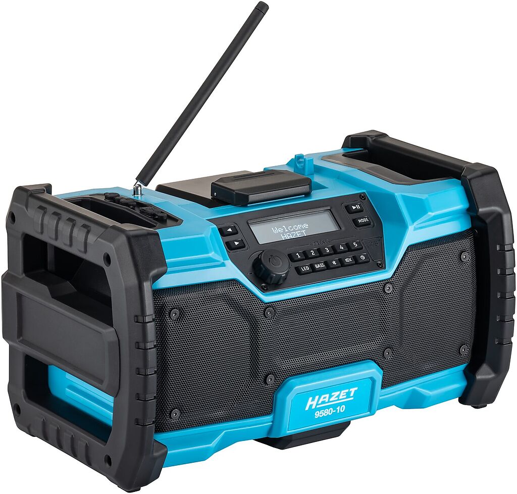 DAB radijas, Bluetooth, hibridinis 18 V ir 230 V, I x P x A: 369 mm x 212 mm x 201 mm (9580-10, HAZET)