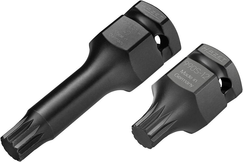 3/4", 1/2", 24 mm Impact socket set, internal serration XZN, size M12, 2 pieces 990S-12/2, HAZET