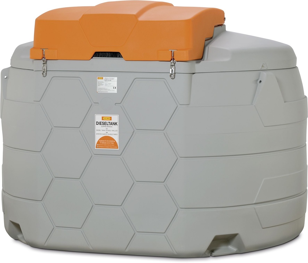 CUBE 5000 l diesel tank, outdoor, Basic, 4 m filling hose DN 25, with hinged lid (11078, CEMO)