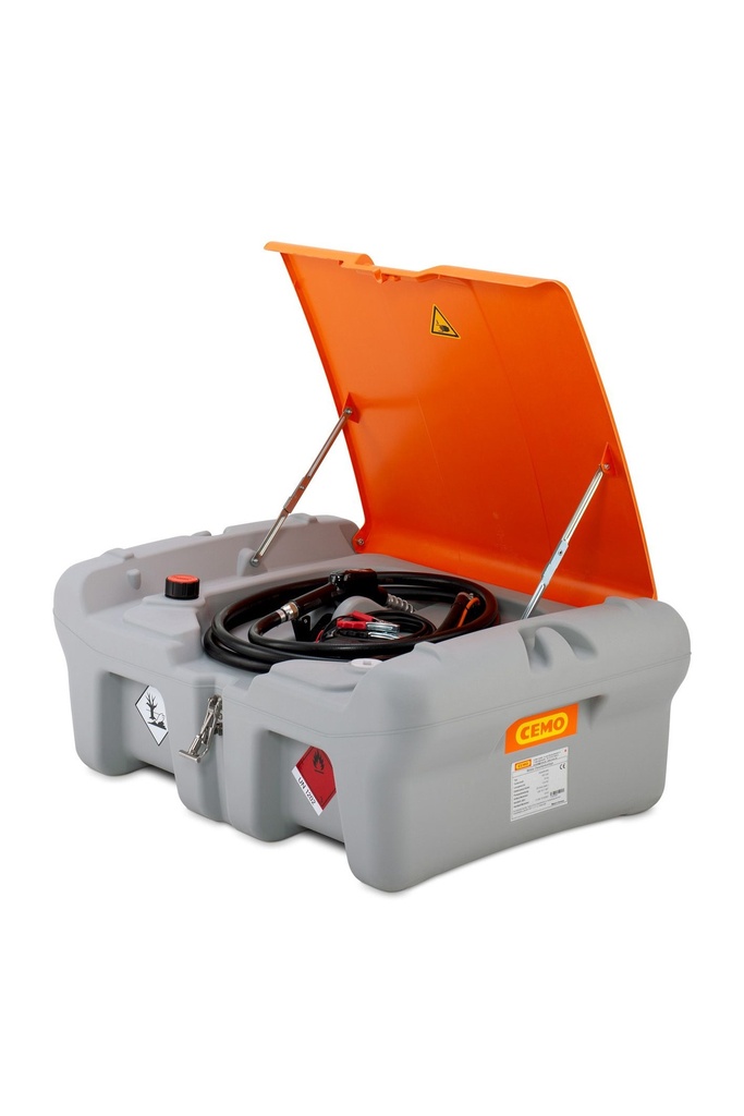 DT-Mobil Easy Pick-up 210 l diesel tank with 12 V pump (40 l/min), automatic nozzle, 4 m hose, gas struts and lid (11251, CEMO)