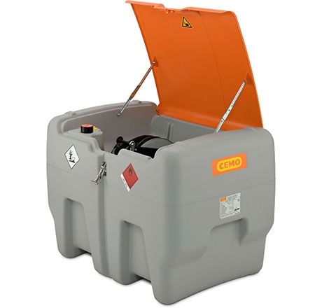 DT-Mobil Easy 440 l Premium diesel tank with Cematic 12 V pump (40 l/min), K24 meter, hose reel (8 m), automatic nozzle and hinged lid (11107, CEMO)