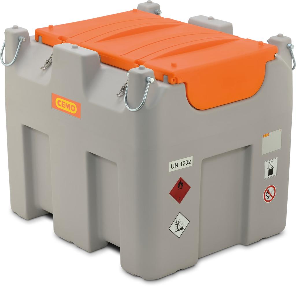 DT-Mobil Easy 980 l Premium dyzelino talpa su Bipump 12 V siurbliu (80 l/min), filtru, skaitikliu, žarnos rite (8 m), automatiniu antgaliu ir dangčiu (ADR) (10819, CEMO)
