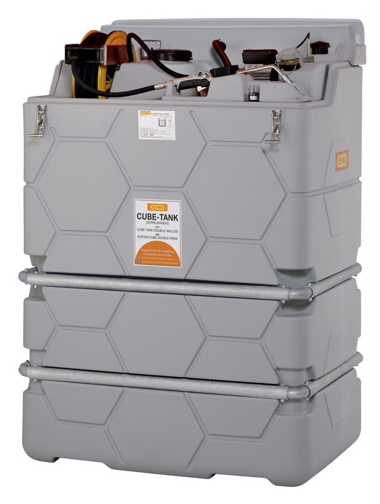 CUBE-Tank 1000 l smērvielām, iekštelpu, Premium (ar šļūtenes spoli un 15 m šļūteni) (10310, CEMO)