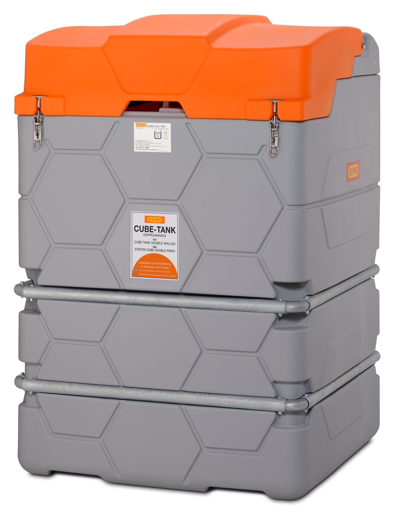 CUBE-Tank 2500 l tepalams, lauko, Premium (su žarnos rite ir 15 m žarna, atverčiamas dangtis) (10424, CEMO)