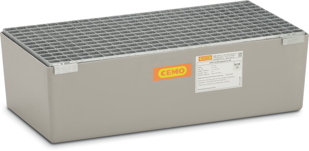 GRP sump pallet 65 with galvanised steel grating, CEMO (10381)
