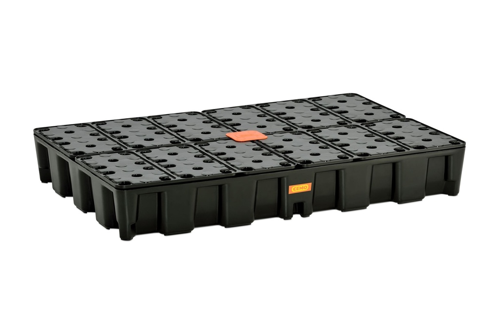 PE sump pallet 120 HD RG with PE grating 120 x 80 x 18 10891, CEMO