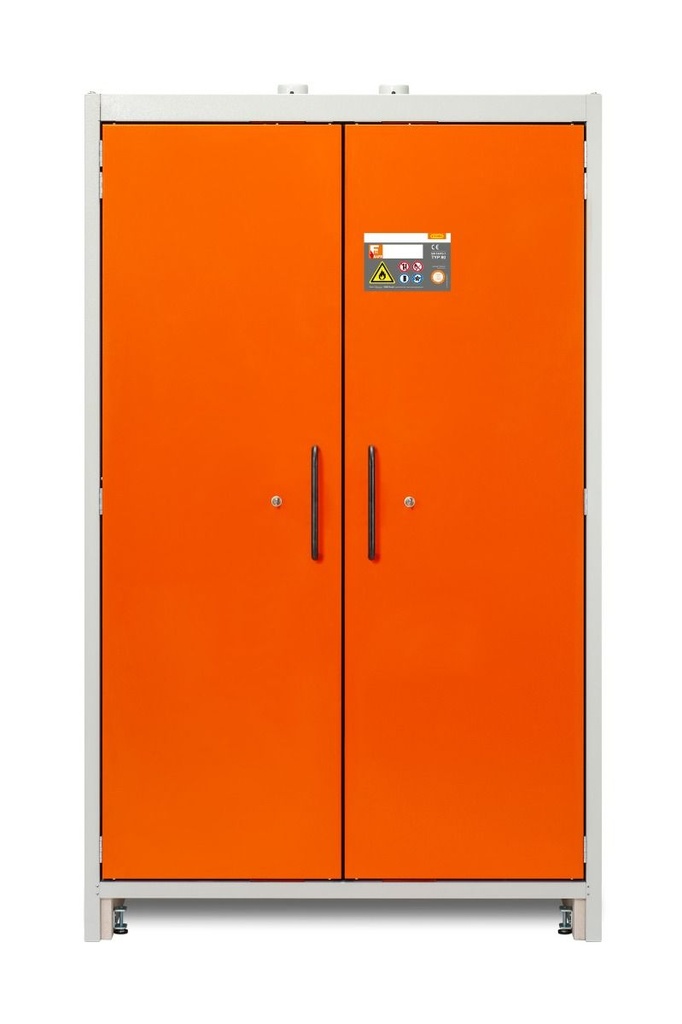 Drošības uzglabāšanas skapis PROline 12/20, 90. tips, oranžas RAL 2008 durvis, 33 l uztveršanas vanna, 3 vannu plaukti (11880, CEMO)
