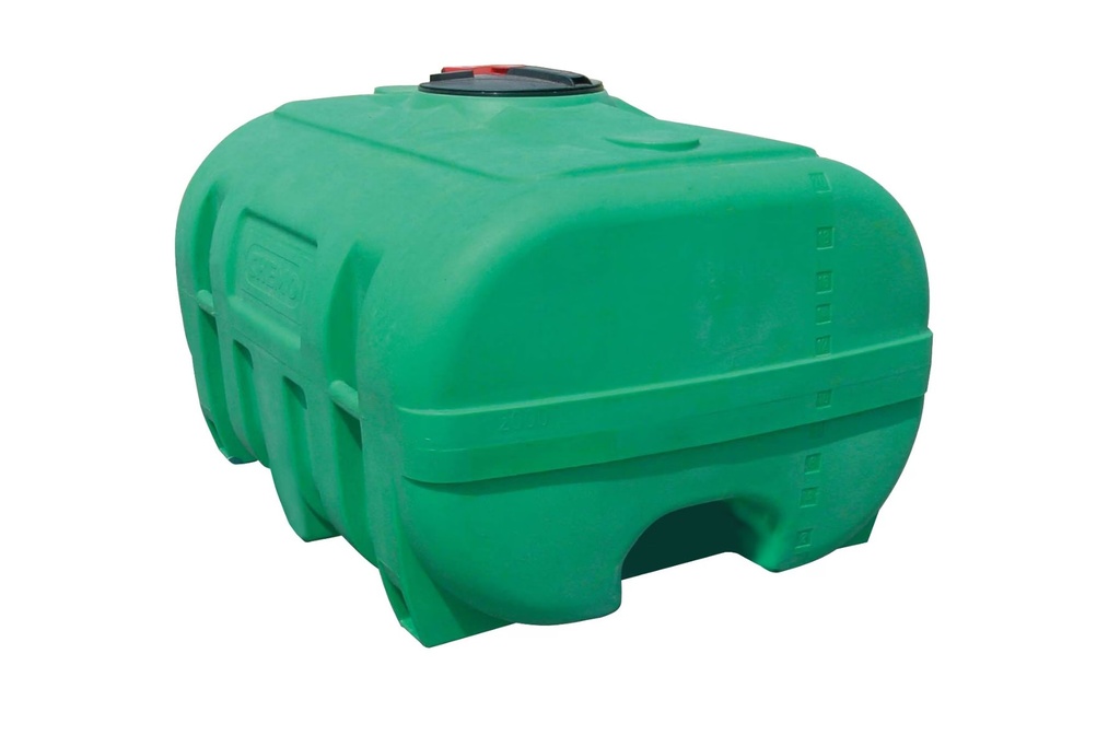 PE tank 2000 l, trunk-shaped, with baffles, with flap lid, dia. 380, green RAL 6029, CEMO (10926)