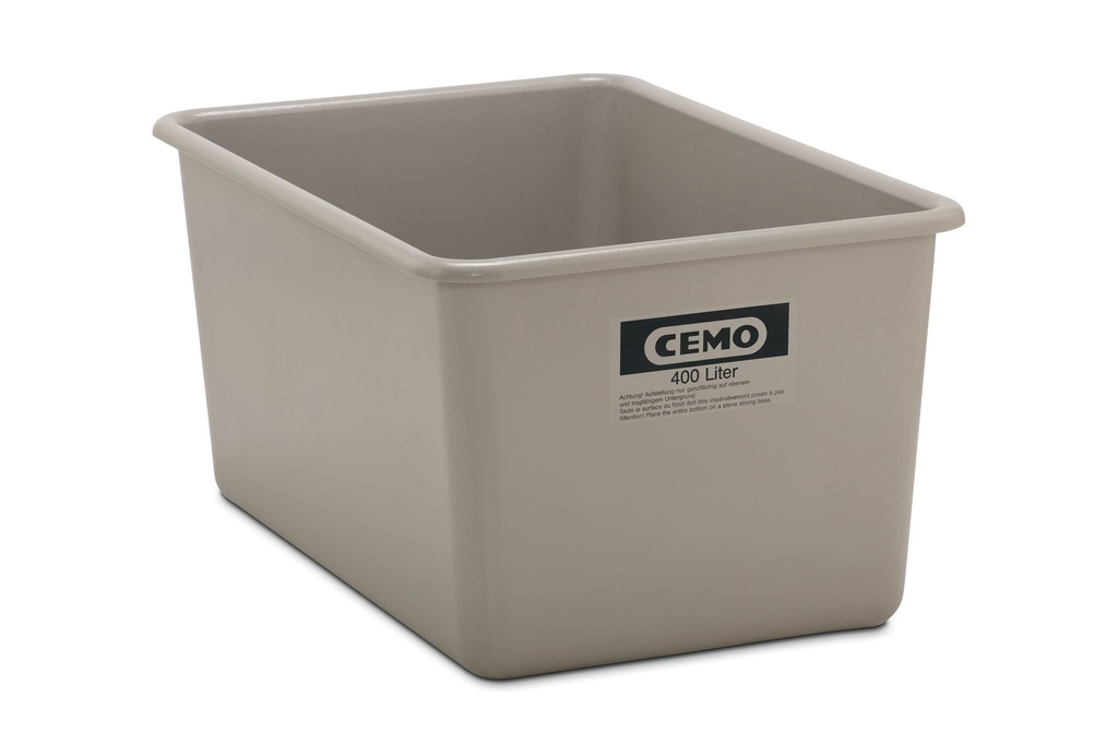 Taisnstūrveida tvertne 400 l, pelēka (1162, CEMO)