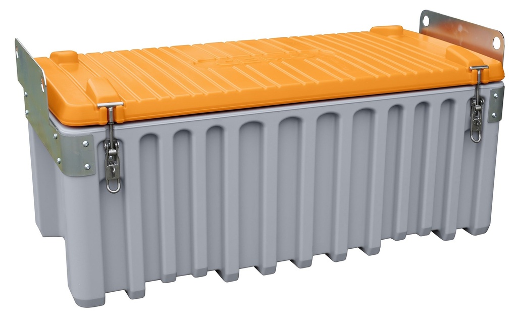 CEMbox 250 l storage / transport box (PE), for crane lifting, grey/orange, CEMO (10333)