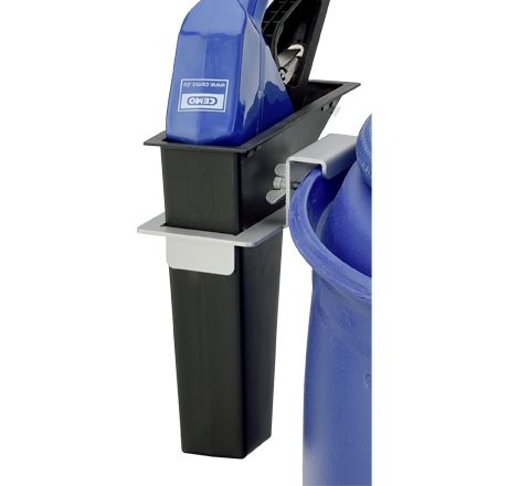 Dispensing nozzle holder for 60 l and 200 l drums, with clamping screws and drip container (11044, CEMO)