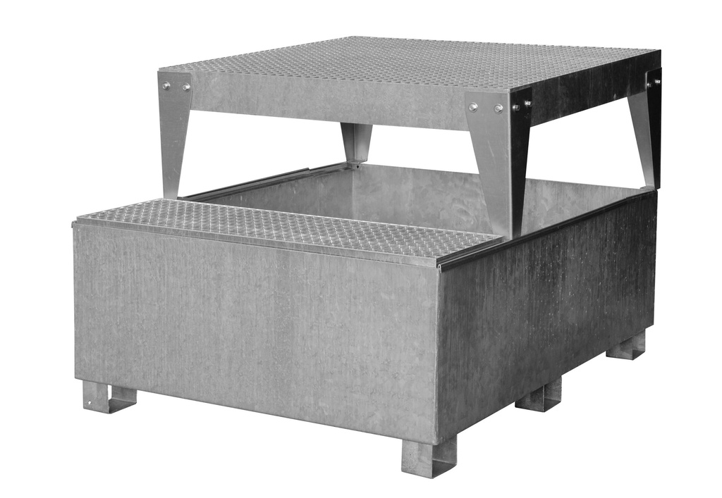 IBC bund made of steel, GS1 AB1, with filling area, galvanised, StawaR approval, CEMO (10850)