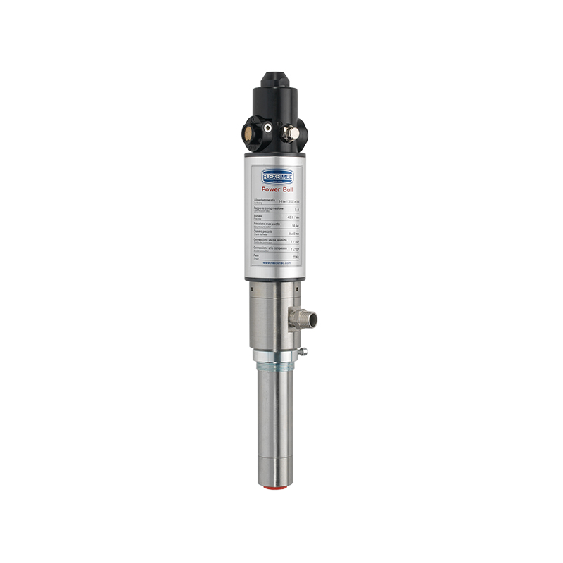 Stainless steel pneumatic pump Power Bull, ratio 4:1, PTFE seals, flow rate 35 l/min (1079, FLEXBIMEC)