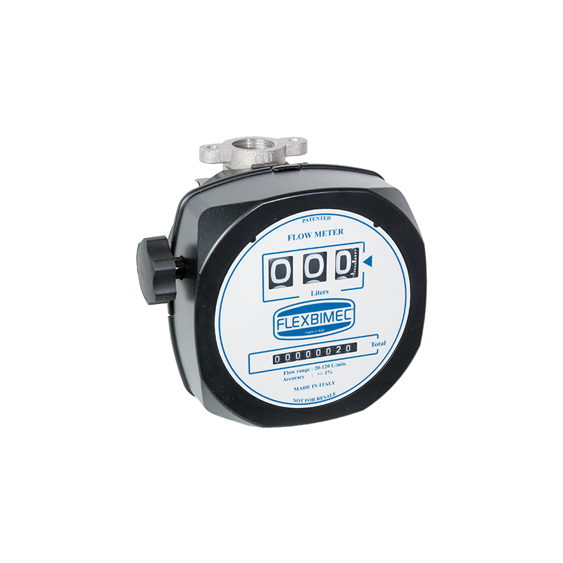Mechanical nutating disk diesel meter, connections 1 in., delivery 20-120 l/min, 3-digit partial meter (2866, FLEXBIMEC)