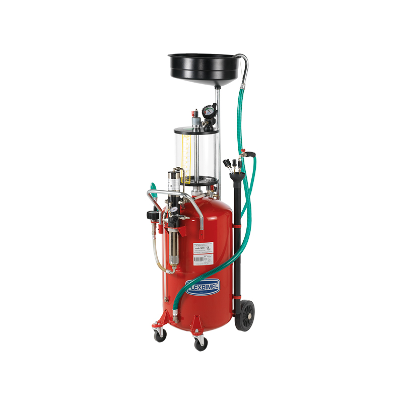 Waste oil wheeled tank extractor, capacity 90 l, with 10 l inspection chamber and pneumatic pump (3095, FLEXBIMEC)