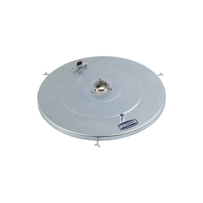Cover with Ring Nut to fix grease pump POWER BULL art. nos. 4048 - 4049 - 4050 - 4051 - 4097/180 - 4098/180 - 5090 on drum Ø 600 mm for 180 Kg drums 4309, FLEXBIMEC