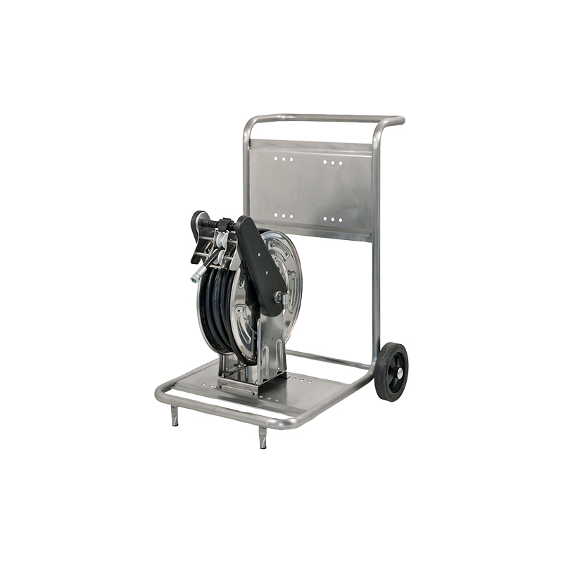 2 wheels trolley in stainless steel AISI 304, dimensions 680x850x1150 mm, for manual hose reels installation, FLEXBIMEC (4378)
