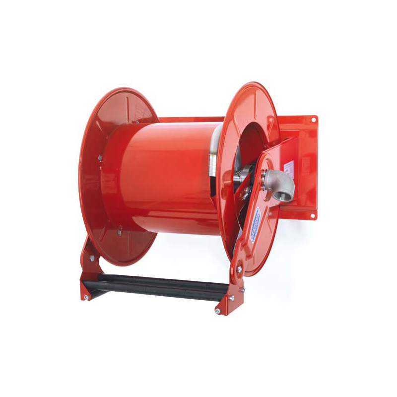 Twin spring driven painted steel hose reel, max. 8 m, without hose, Ø 1 1/4 in., adjustable arms series (9031, FLEXBIMEC)