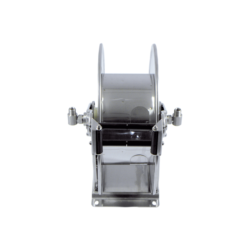Spring driven stainless steel hose reel, Ø 1/2 in., for twin hose, max. length 10 m, without hose (9270X, FLEXBIMEC)