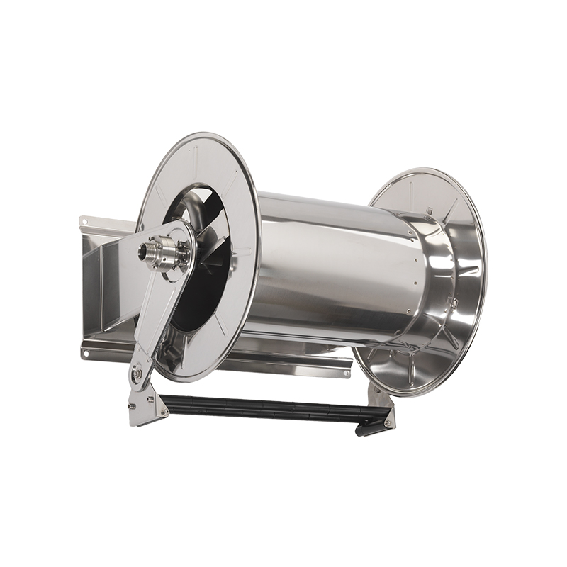 Dviguba spyruoklinė nerūdijančio plieno žarnos ritė be žarnos, maks. 8 m, Ø 1 1/4 col., reguliuojamų rankų serija, ATEX 2014/34/ES sertifikuota (II grupė, 2 kategorija) (9531/EX, FLEXBIMEC)