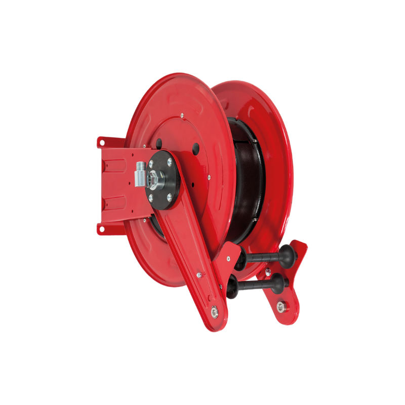 Painted steel automatic spring-driven hose reel ANDROMEDA series for max 15 mt Ø1/2" hose - disc 434 mm - spool 130 mm - drum 250 mm - w/o hose guide (w/o hose), FLEXBIMEC (ASGF4213150)