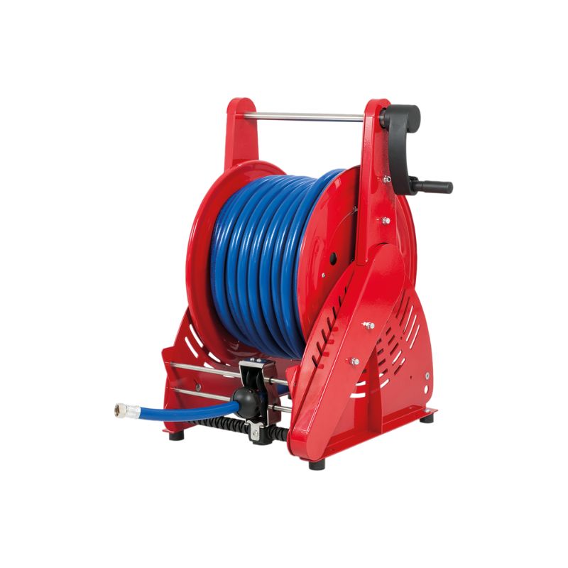 Dažyto plieno rankinė žarnos ritė ORION HEAVY DUTY (sustiprinta) serija skirta maks. 65 mt Ø1/2" žarna - diskas 540 mm - būgno plotis 195 mm - būgnas 250 mm - be žarnos kreipiamosios (be žarnos), FLEXBIMEC (OPSGF52190)