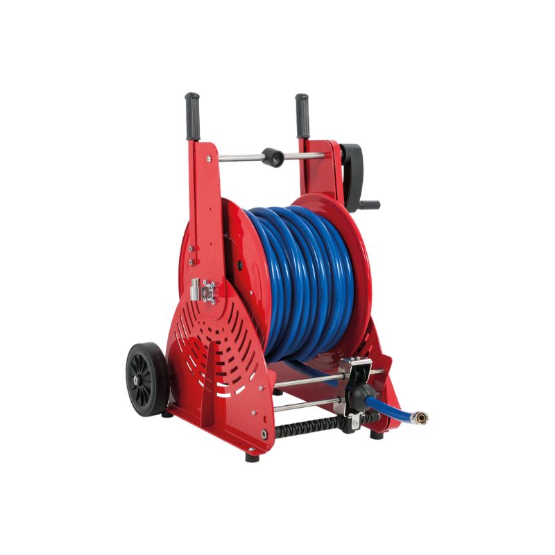 Painted steel manual hose reel ORION HEAVY DUTY series for max 90 mt Ø1/2" hose - disc 540 mm - spool 260 mm - drum 250 mm - with hose guide (w/o hose), FLEXBIMEC (OPF52260)