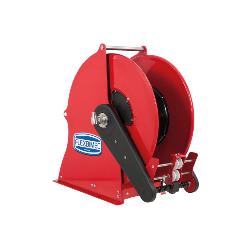 Dažyto plieno hidraulinė motorizuota žarnos ritė SIRIO serija skirta maks. 12 mt Ø1" žarnoms - diskas 540 mm - būgno plotis 130 mm - būgnas 250 mm - valdymo pultas pasirenkamas - su žarnos kreipiamąja (be žarnos), FLEXBIMEC (SFID52131)